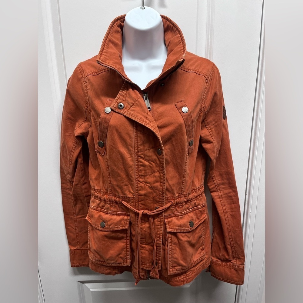 Hollister Burnt Orange Utility Jacket - Small - Rust Military Cargo Coat - Picture 2 of 13